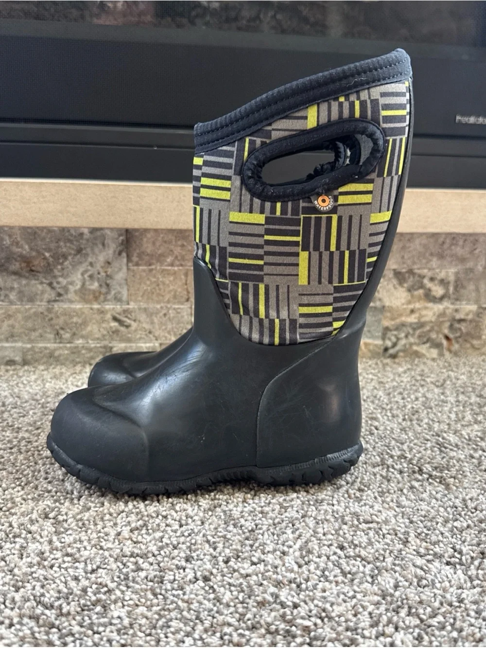 Bogs -4F K York Phaser 2 US Size Kids 11 Black Gray Green Waterproof Boots EUC